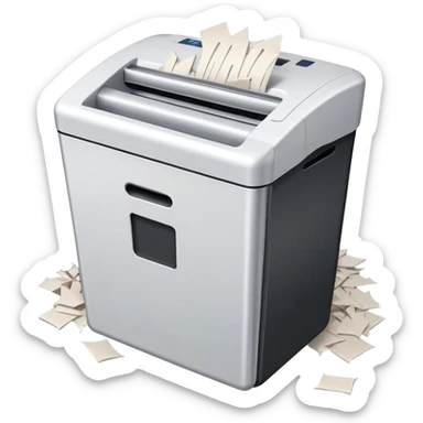 office paper shredder with paper being shredded sticker