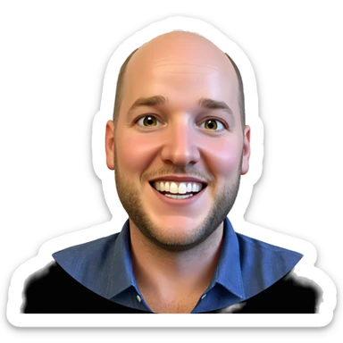 smiling bald man in shirt sticker