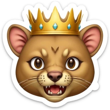 Fossa animal wearing a crown is angry sticker