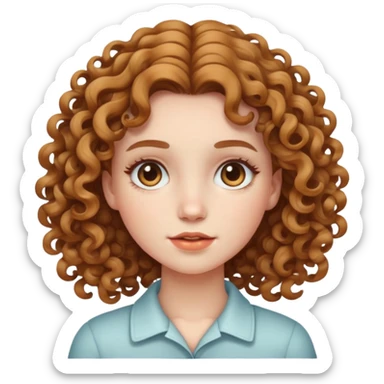 a white skin girl with curly light brown hair sticker