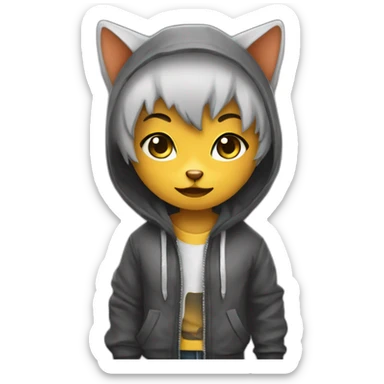 Help me with a stray cat in hardcore urban clothes sticker