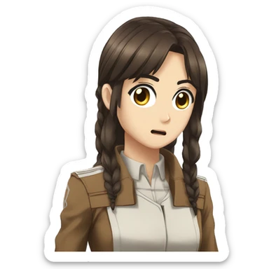 Sasha Braus brown hair hair in a ponytail anime attack on titan sticker