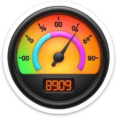 a percentage meter measuring capacity, neon colors sticker