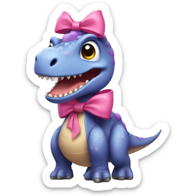 dinosaur with a pink bow on its head sticker