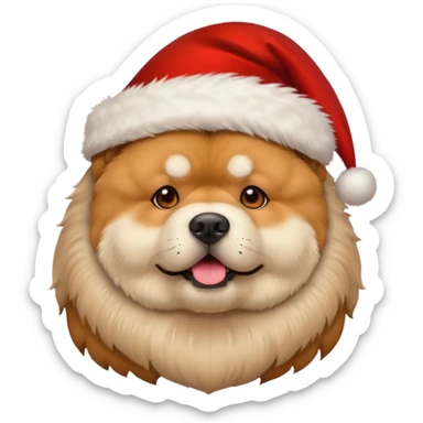 A chow chow dog wearing a santa hat sticker
