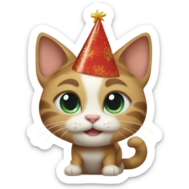 cat celebrating new year’s sticker