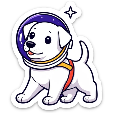 Dog on space sticker