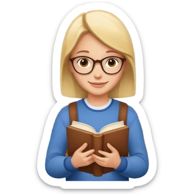 Library Visitor, Reader + stack of books. sticker