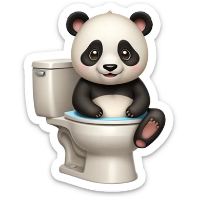 panda doing poop in a toilet  sticker