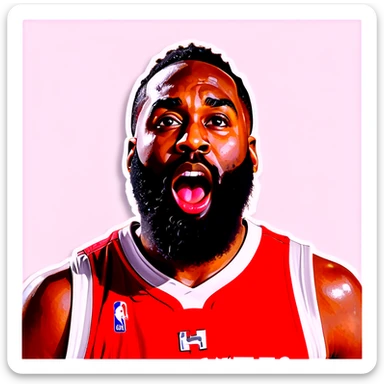 James Harden with tounge out wearing HOUSTON Rockets jersey sticker