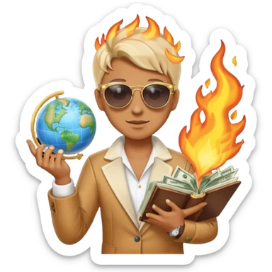 Combine these to make 1. 🌎💎📓🕶️🔥⚖️💲 sticker