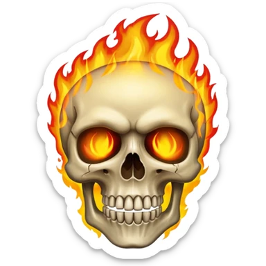 A skull burning with fire sticker