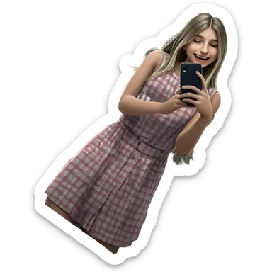 smiling girl taking selfie sticker