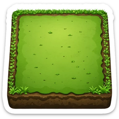 A slice of land. grass on top, dirt on the lower half. in the shape of a slab. square-ish but still quite flat sticker