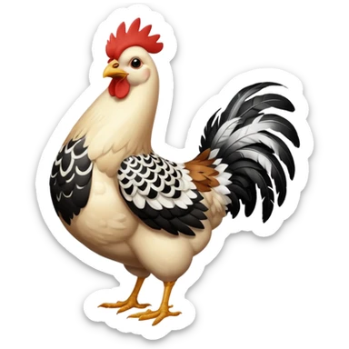 full body chicken, and every single feather have a black and white small pattern sticker