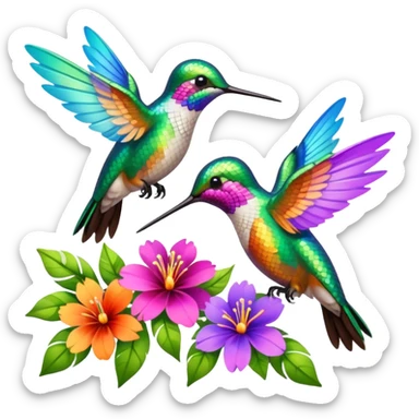 Humming birdsdlowers sticker