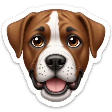A dog,boxer with brown and white colorus smiling sticker