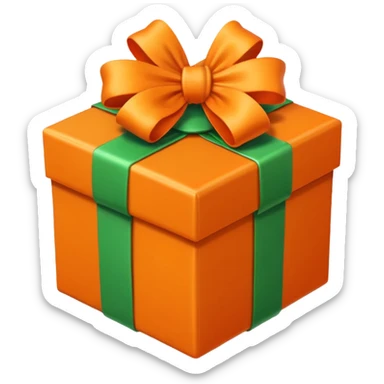 Caixa de presente nas cores laranjado e verde  sticker