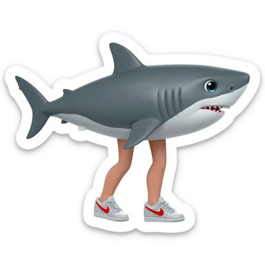 Tiburón con patas y tenis nike sticker