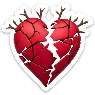 Broken heart and dead rose together  sticker