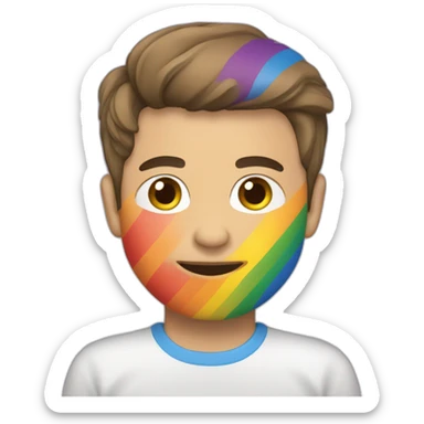 Un homosexuel tenant un drapeau LGBT sticker