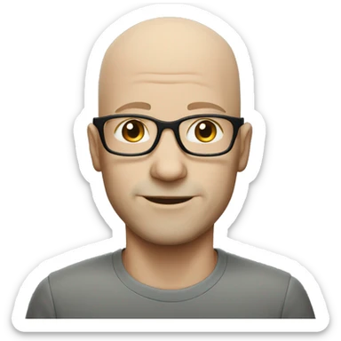 thin bald white man with glasses sticker