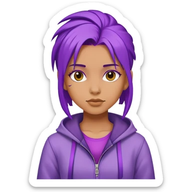 girl with purple hair wearing a cool outfit sticker