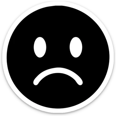 animated sad face emoji, solid filled icon style, bold shape, no outline sticker