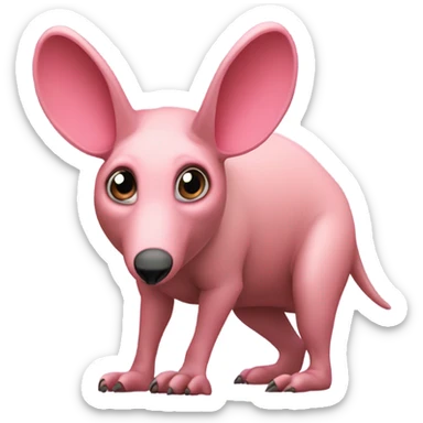 Pink Aardvark watching a radar screen sticker