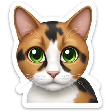 Calico cat green eyes sticker