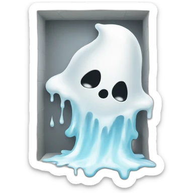ghost appearing through wall ejecting a white milky substance spilled sticker
