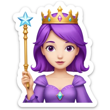 Princesses with Magic Wand in Purple Hair sticker
