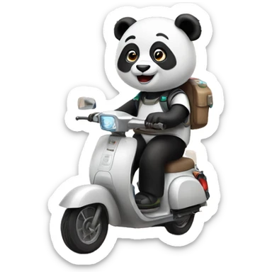 Panda riding a scooter on Mars  sticker