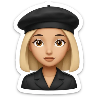 girl wearing a black beret sticker