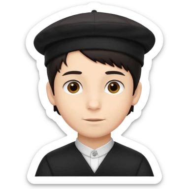 young boy dark hair with yalmulke on sticker