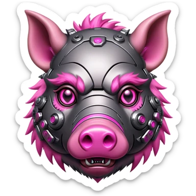 cyberpunk boar with pink eyes sticker
