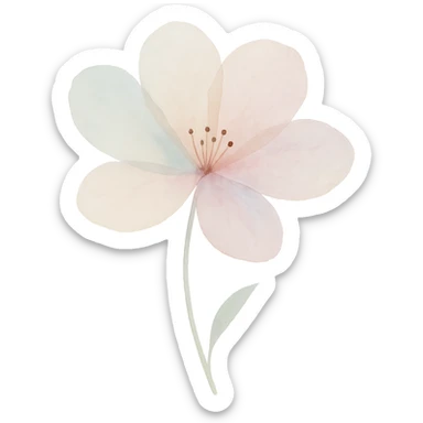 transparent flower, delicate and airy watercolor style sticker