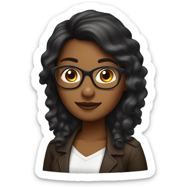 mulher negra de cabelo liso com mechas marrons e com óculos de formato arredondado sticker