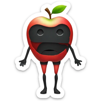 Apple with face and black arms amd legs sticker