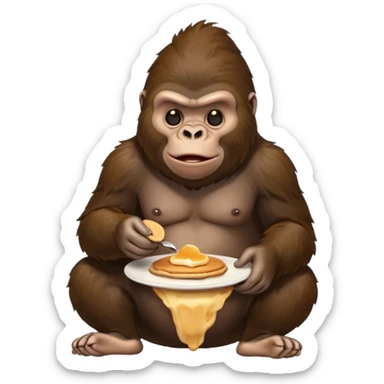 gorilla eating pancakes while pooping sticker