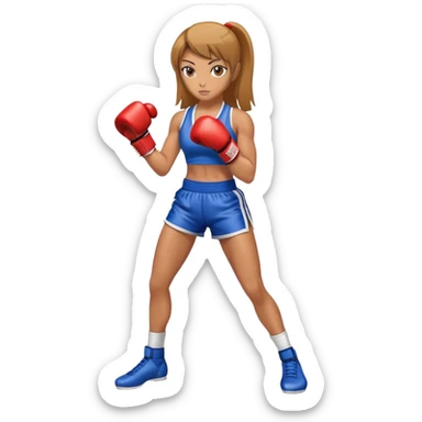 woman in kickboxing stance with boxing gloves sticker