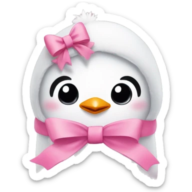 a cute penguin with pink bow on head sticker