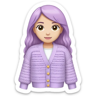 pastel muted purple crocheted cardigan sticker