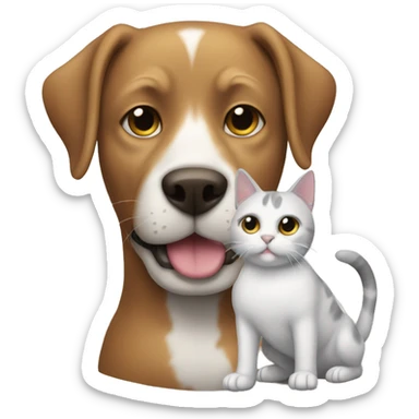 Perro abrazando a un gato sticker