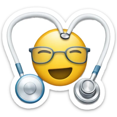 Create an emoji in which a stethoscope is connected with a computer or a laptop sticker