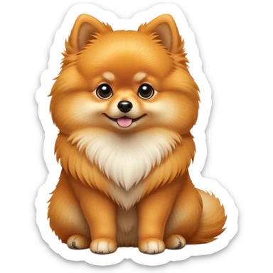 cinematic-[pomeranian]-realistic-full-body-sitting-emoji,-tail-resting-loosely-beside-its-paws,-head-tilted-dramatically, -fluffy-[orange]-fur,-simplified-yet-realistic-focused-features,-highly-detailed,-glowing-with-an-almost-sarcastic-glow sticker