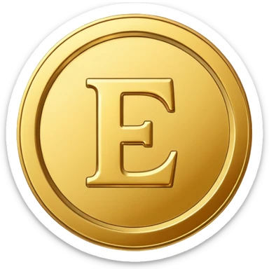 gold coin with letter E sticker