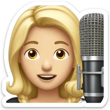 White woman with dark blond hair singing  sticker