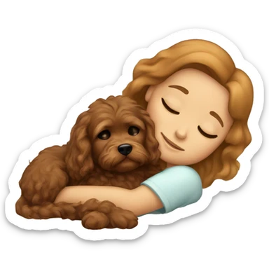 girl sleeping with brown cavapoo sticker