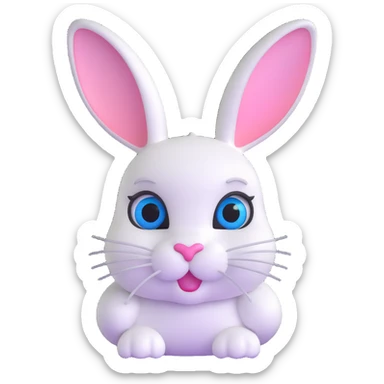 blue and white rabbit with ocean blue eyes sticker